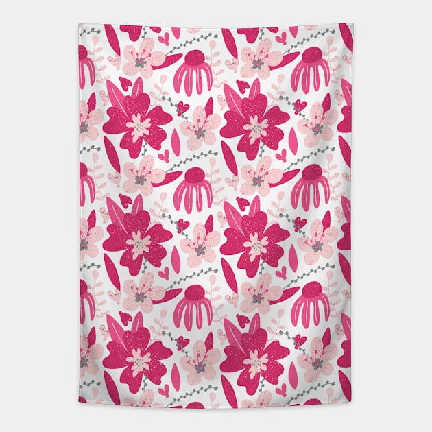 Wild Countryside (Fuchsia & White) Tapestry by Cascade Patterns