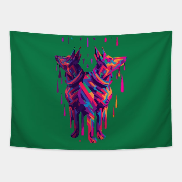 Australian Kelpie Dog Ink Artwork Tapestry by Furrban