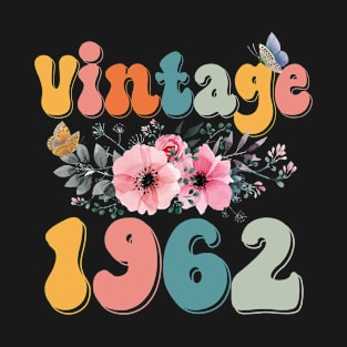 Vintage 1962 Floral Retro Groovy 61st Birthday T-Shirt