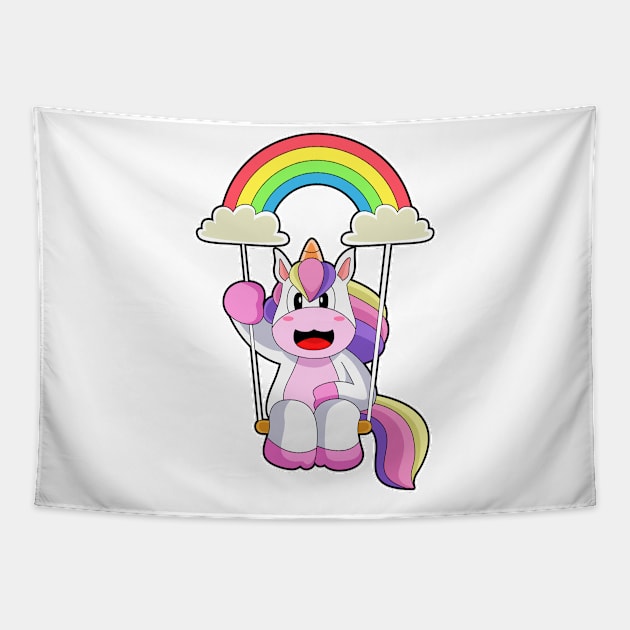 Unicorn Rainbow Clouds Tapestry by Markus Schnabel