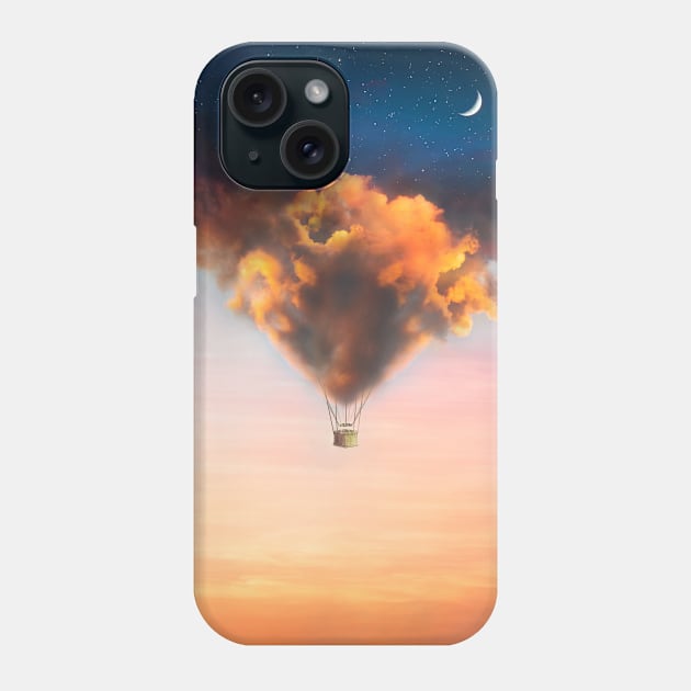 Cloudy Day/Night Balloon Phone Case by galaxigabriel