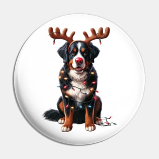 Christmas Red Nose Bernese Mountain Dog Pin