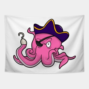 Octopus as Pirate with Hooked hand & Eye patch Tapestry