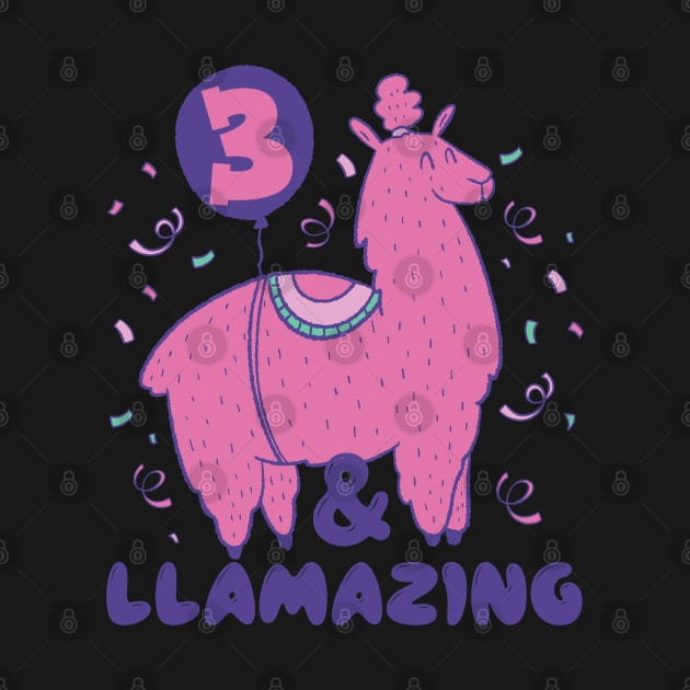 Llamazing 3rd Birthday 3 Years Old Llama Girls Kids Gift graphic by theodoros20