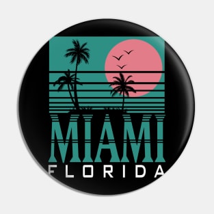 Miami Florida Palm Trees Beach Summer Surf Pin