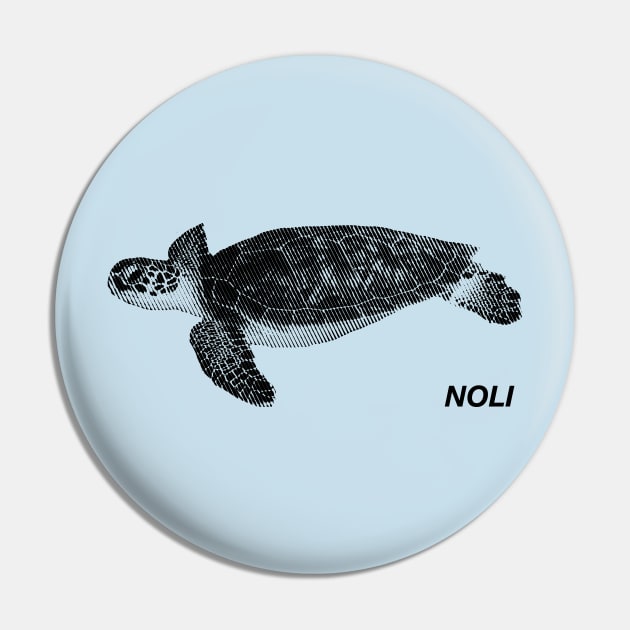 Minimalist Black and White Seaturtle Pin by NorthOfLongIsland