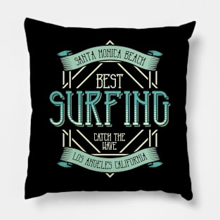 Surfing Santa Monica Beach California Pillow