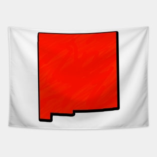 Bright Red New Mexico Outline Tapestry