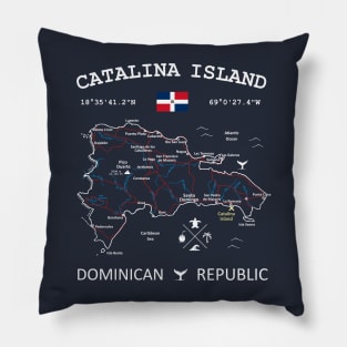 Catalina Island Dominican Republic Flag Travel Map Coordinates GPS Pillow