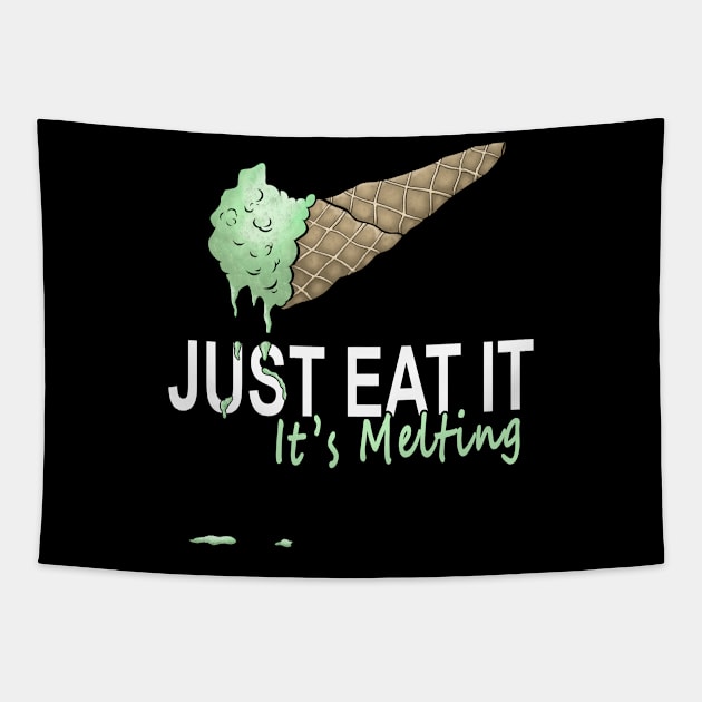 Just Eat It It’s Melting Funny Ice Mint Cream Fitness Tapestry by FrontalLobe