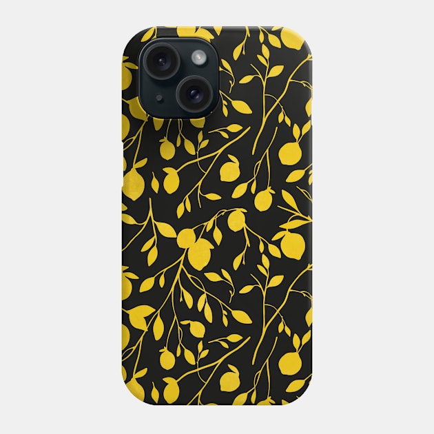 Yellow Lemons Botanical Pattern Fresh Citrus Phone Case by Trippycollage