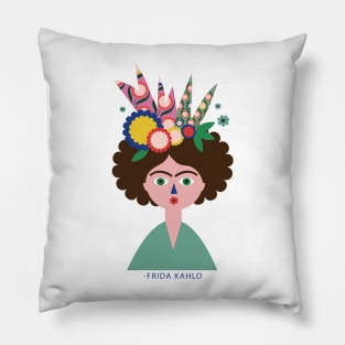 Frida kahlo funny print colorful flowers cactus mexican painter Pillow