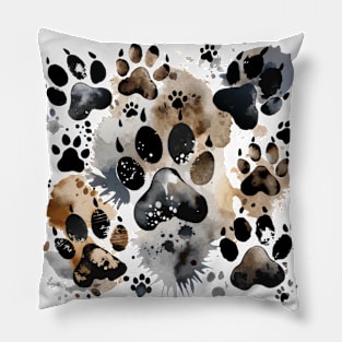 Pet Paws Ink Painting Pattern Pillow