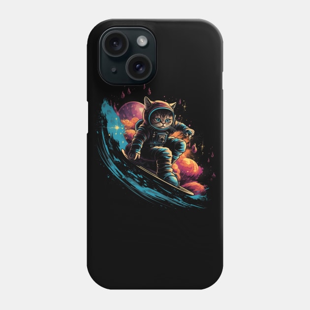 Cosmic Cat Surfer Phone Case by NakedMonkey