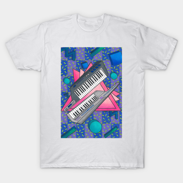 80's Keyboard Keytar Pattern - 80s - T-Shirt