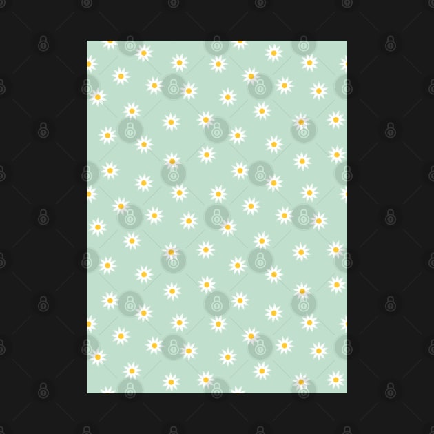 Daisy Flower Pattern, Green by Velvet Earth