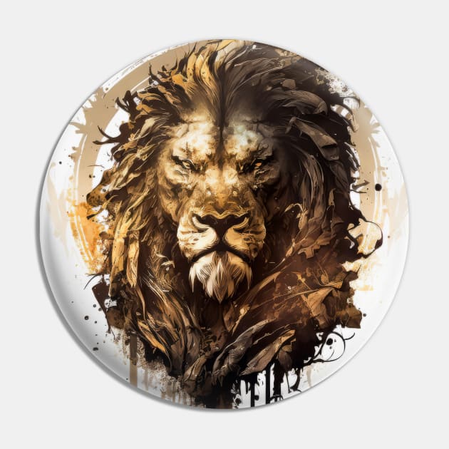 Lion Portrait Animal Painting Wildlife Outdoors Adventure Pin by Cubebox