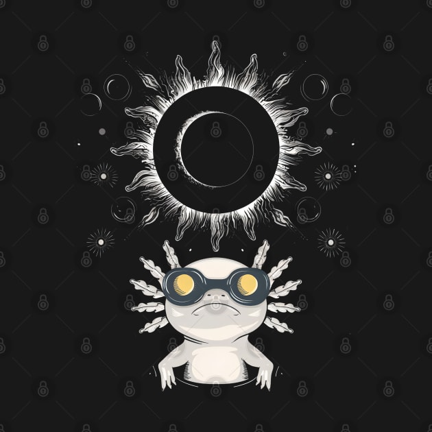 Total Solar Eclipse 2024 Axolotl Wearing Eclipse Glasses by HBart