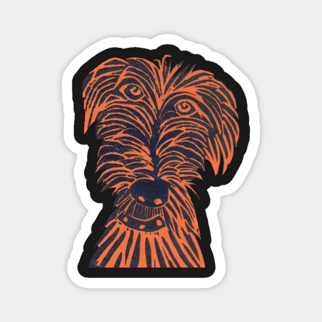 Dog. Scruffy Mutt, Orange. Magnet by krisevansart