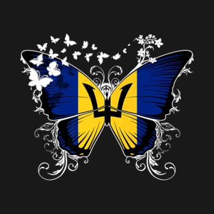 Barbados Flag Butterfly T-Shirt