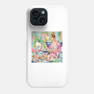 Breakfast in bed, preppy whimsical painting Phone Case