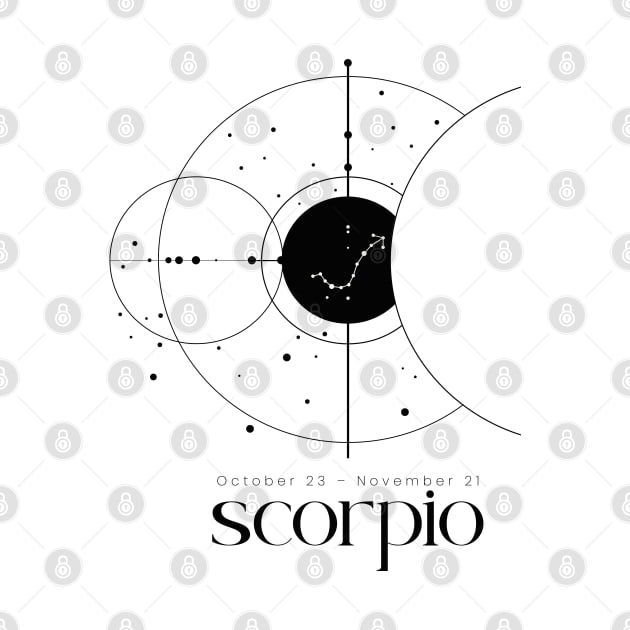 Minimalist Scorpio Zodiac Sign Constellation Astrology Aesthetic Simple by Vermint Studio