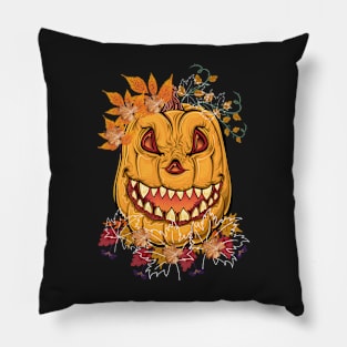 Retro spooky halloween and fall pumpkin Pillow