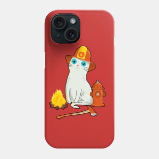 Intense Gaze Fireman Cat - Funny White Cat Phone Case