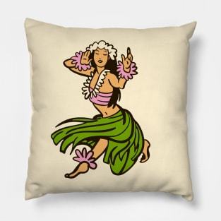 Vintage Hawaiian Hula Dancer Cartoon // Retro Hula Girl C Pillow