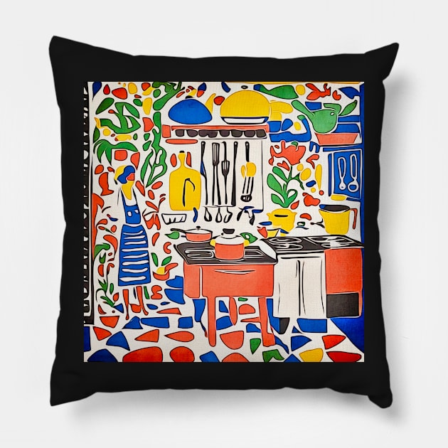 A woman in the kitchen-Matisse inspired Pillow by Zamart20