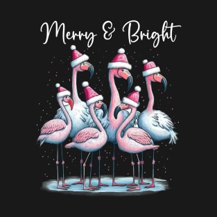 Merry And Bright Flamingos T-Shirt