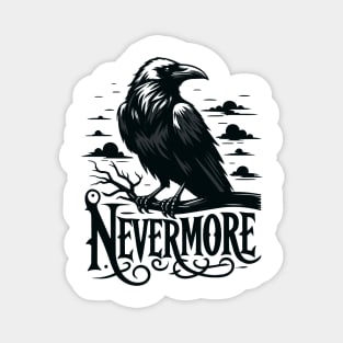 "Nevermore" Raven Gothic Tee – Dark Art Bird Illustration Shirt Magnet