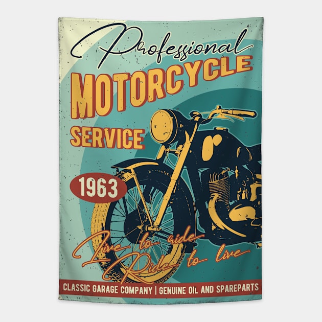 Motorcycle service poster Tapestry by Jirka Svetlik