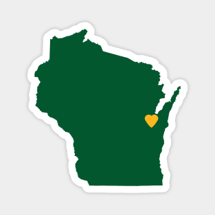 Wisconsin Love in Green and Gold Magnet