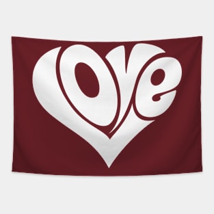 LOVE Word Art Heart Shape Tapestry