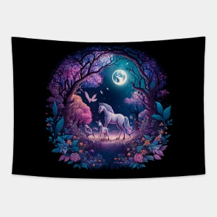 Magic of Unicorns and Blossoms For Unicorn Lovers And Flower Garden Tapestry