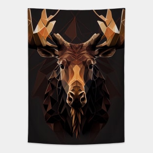 Triangle Moose - Abstract polygon animal face staring Tapestry