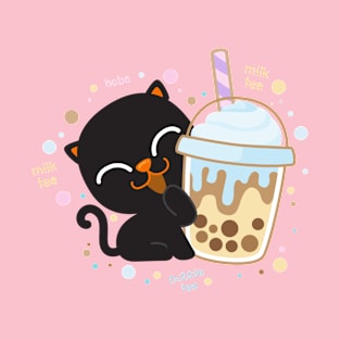 Cat with Bubble tea | Kawaii Boba Tea T-Shirt