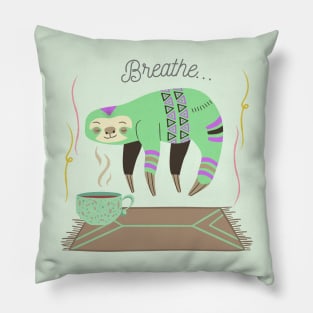 Transcendent Sloth with Coffee - Breathe Pillow