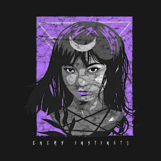 Distressed Enemy Instincts, witchy woman, esoteric portrait T-Shirt