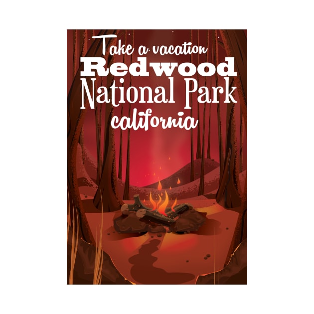 Redwood national Park California travel poster by nickemporium1