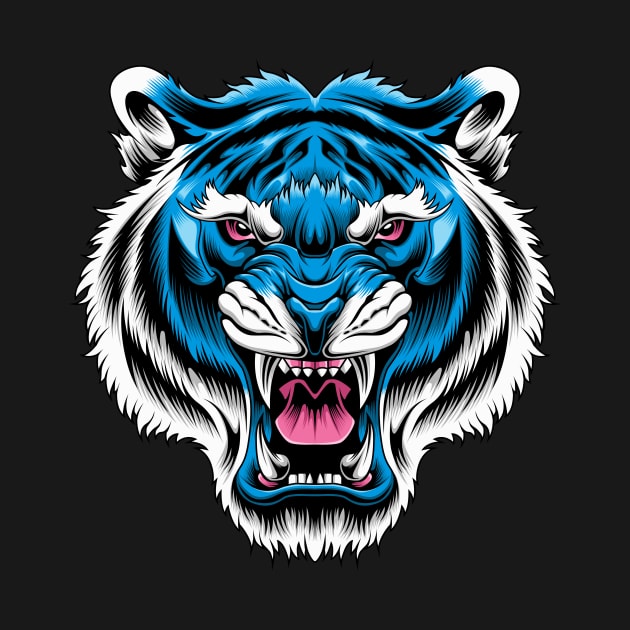 Blue Tiger Head by Marciano Graphic