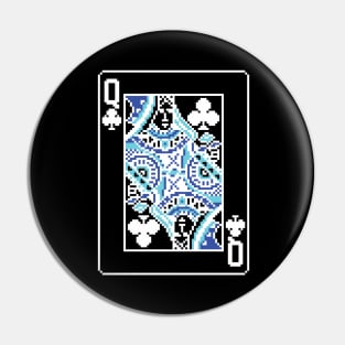 Queen of Clubs Pixel Art Bright Negative Mode Pin