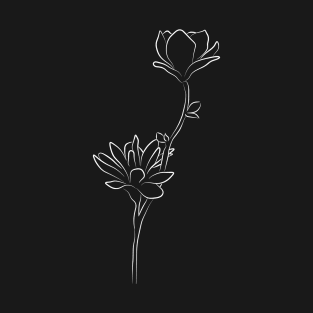 Flower Line Art - Modern Magnolia T-Shirt