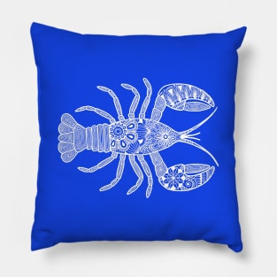 Lobster (blue and white horizontal) Pillow
