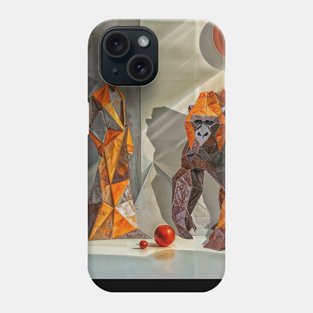 Animals geometry and minimalism: Gorilla and human figure Phone Case by Creative Art Universe