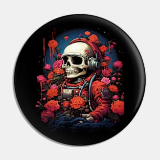 Floral Eternity: Rose-Adorned Skull Gift for mom wife sister Pin