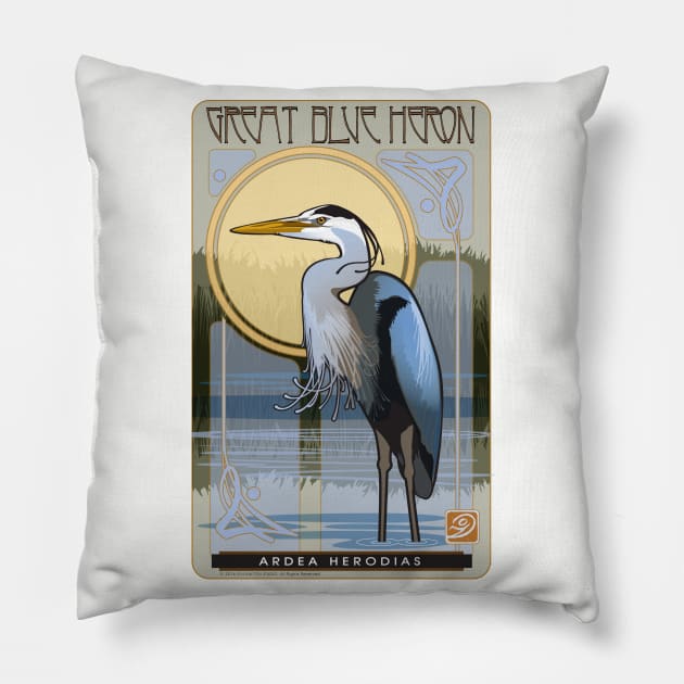 Great Blue Heron Pillow by Birds by D.H. Kafton Studio