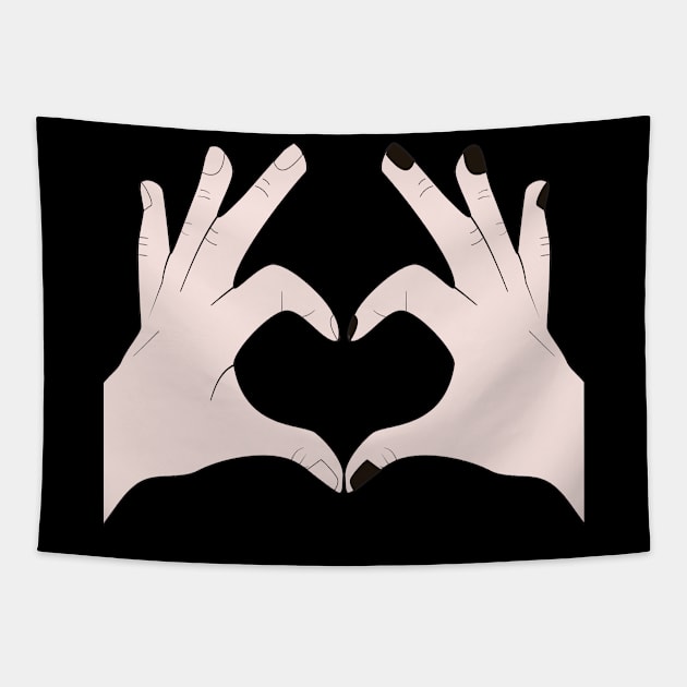 Hands Making Heart Shape Love Sign Language Valentine's Day Tapestry by Okuadinya