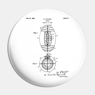 American Football Patent - Football Art - Black And White Pin